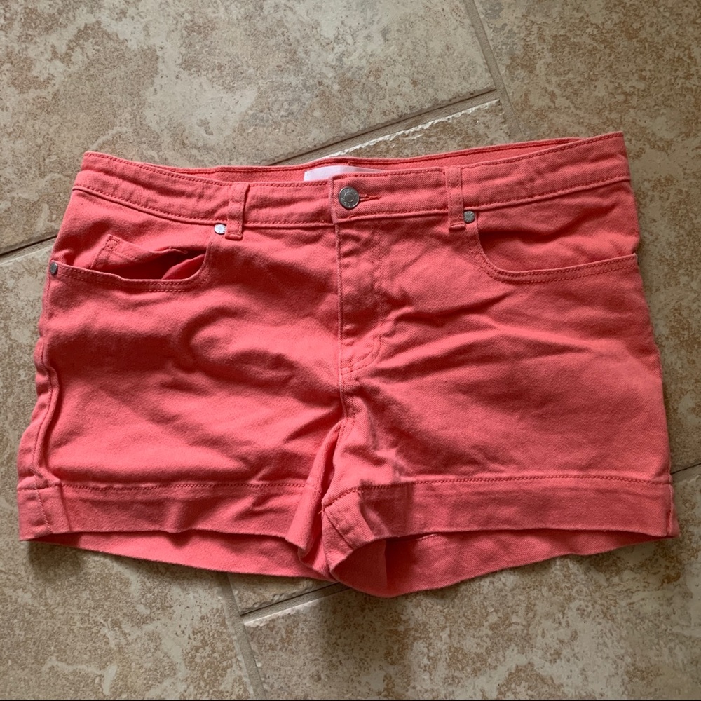 Joe Fresh Orange Shorts 12 High Waist Mom Denim 5 Pocket Design